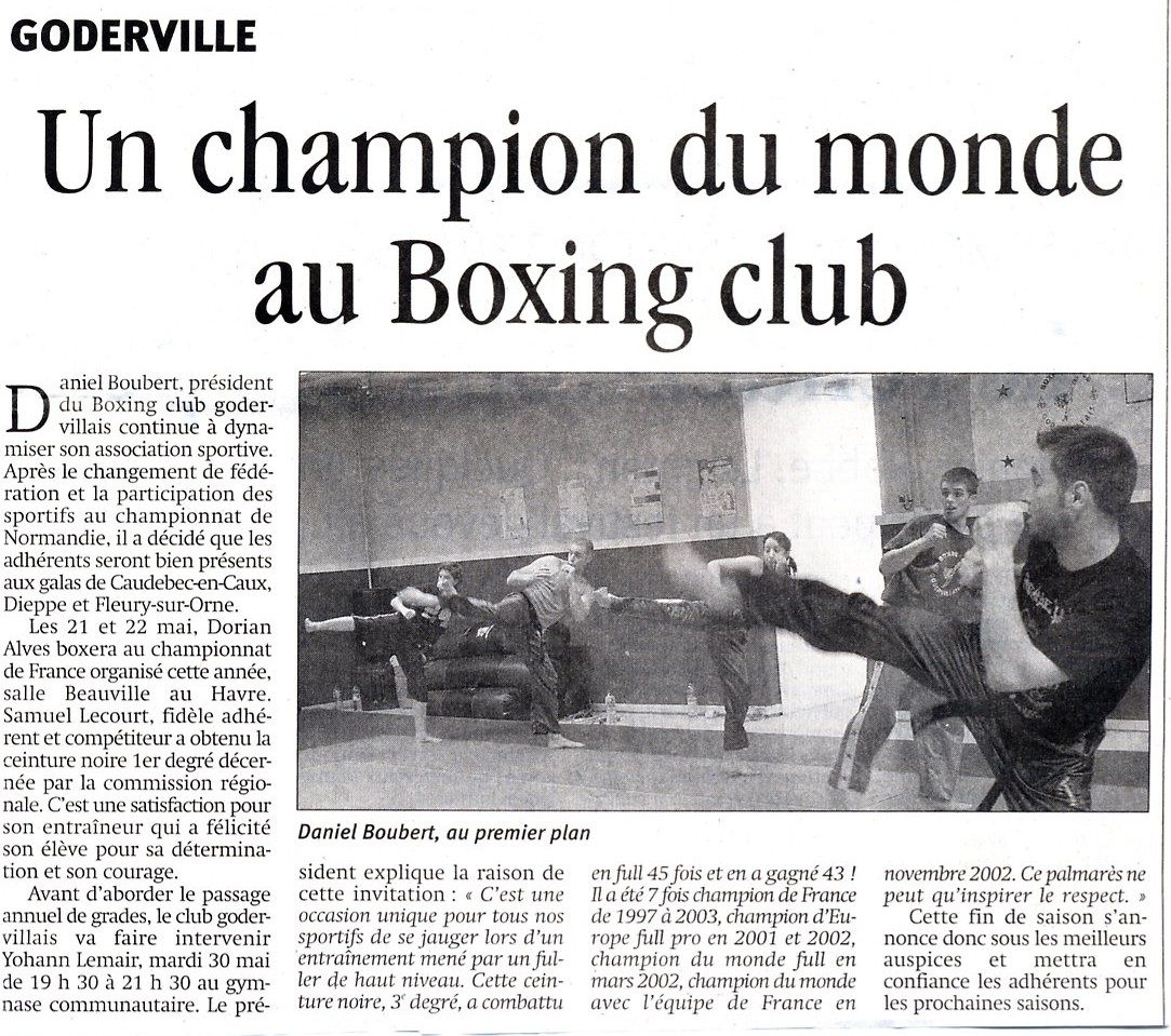 Article — un champion du monde au Boxing Club